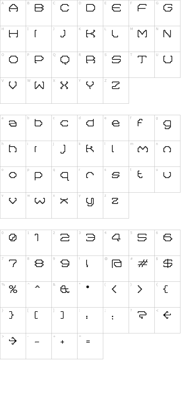 mastaregular character map