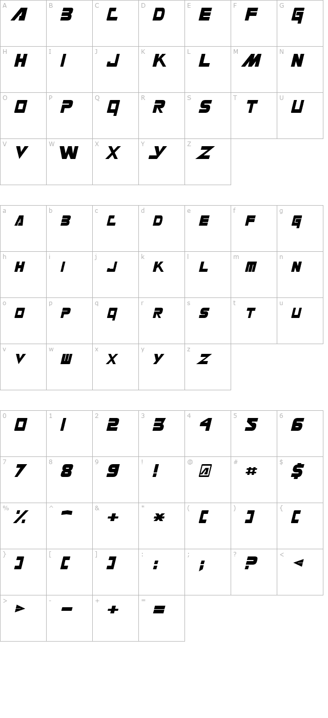 Masterforce Solid character map