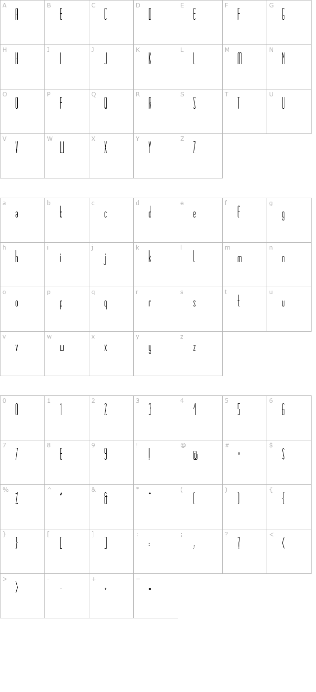 Matchbook character map