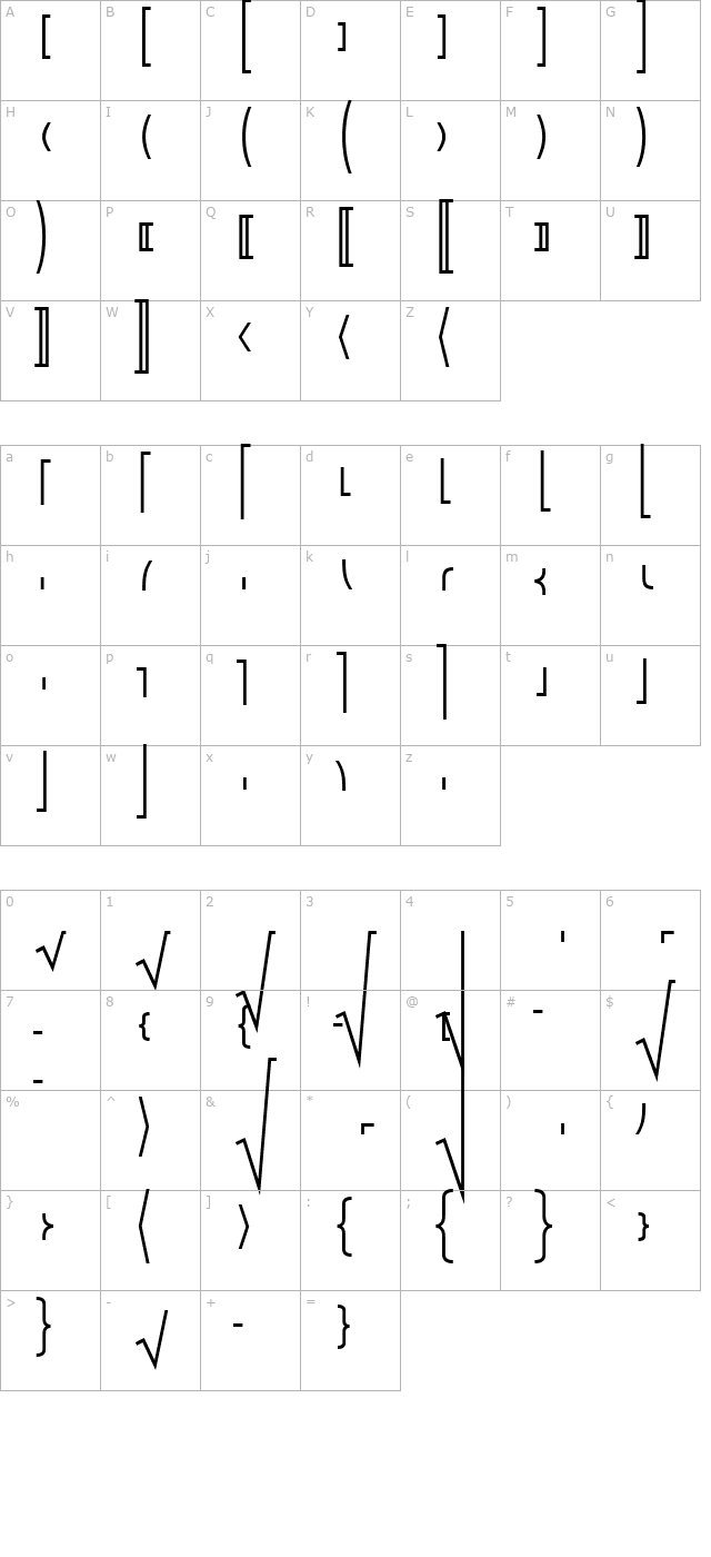 Math2Mono Bold character map