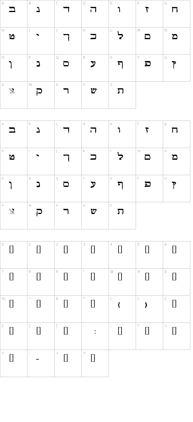 matozohssk-bold character map