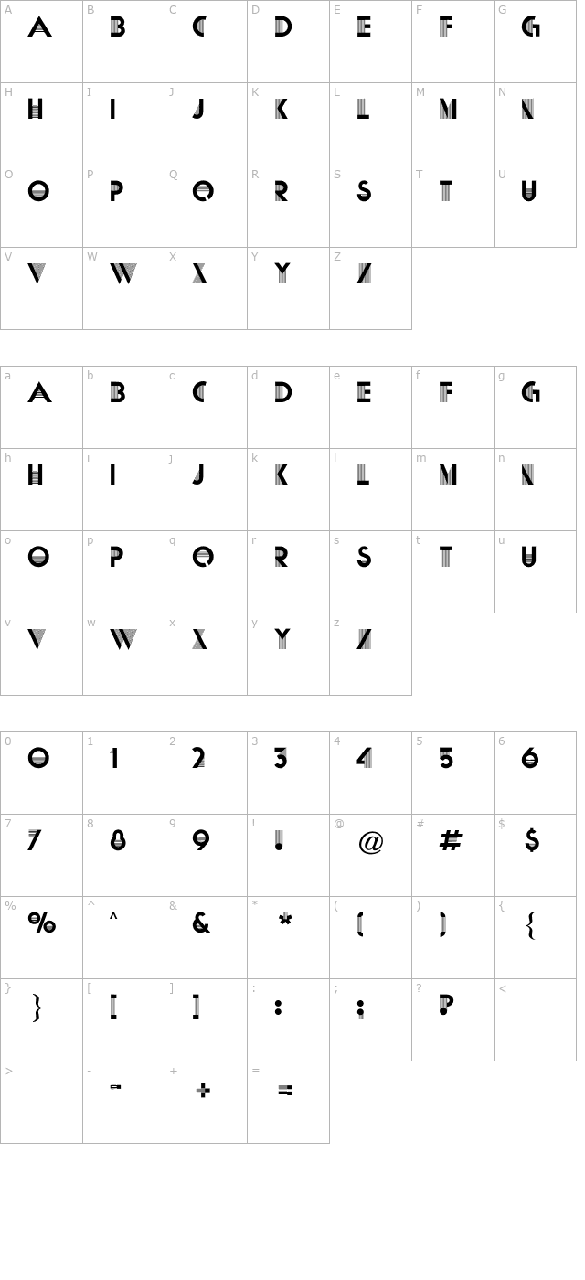 Matra CG character map