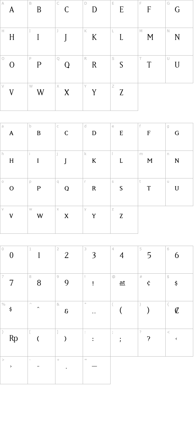 MatrixBookSmallCaps character map