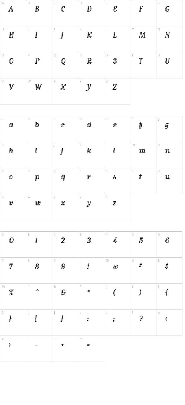 matrixinlinescriptlining-regular character map