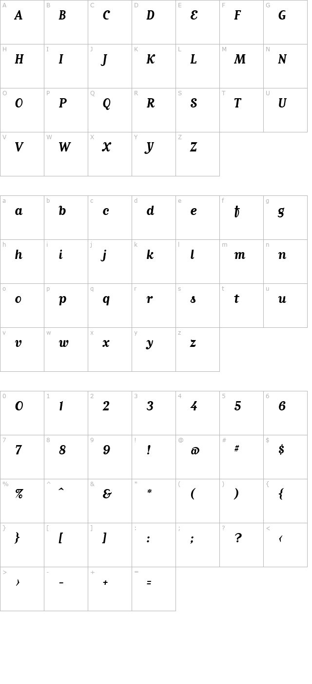 MatrixScriptBoldLining Bold character map