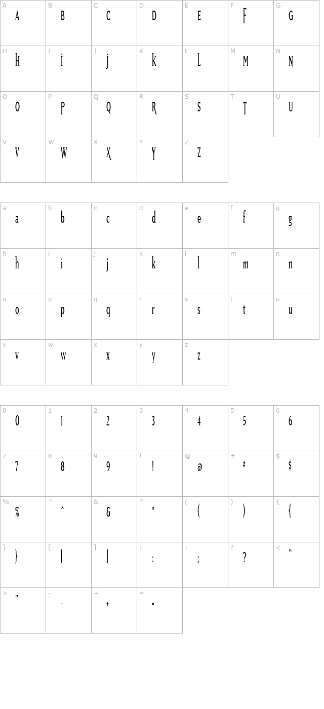 MatrixTall character map