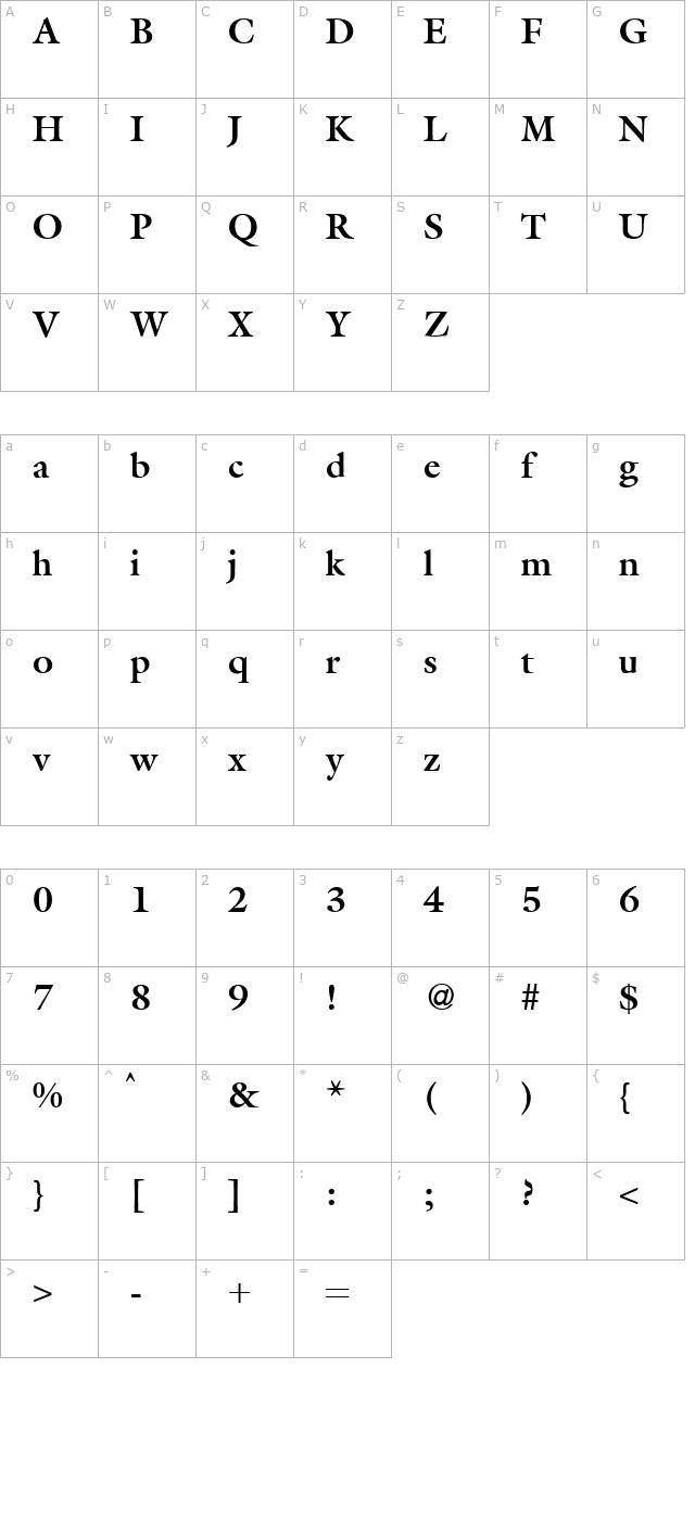 Matthew-Bold character map