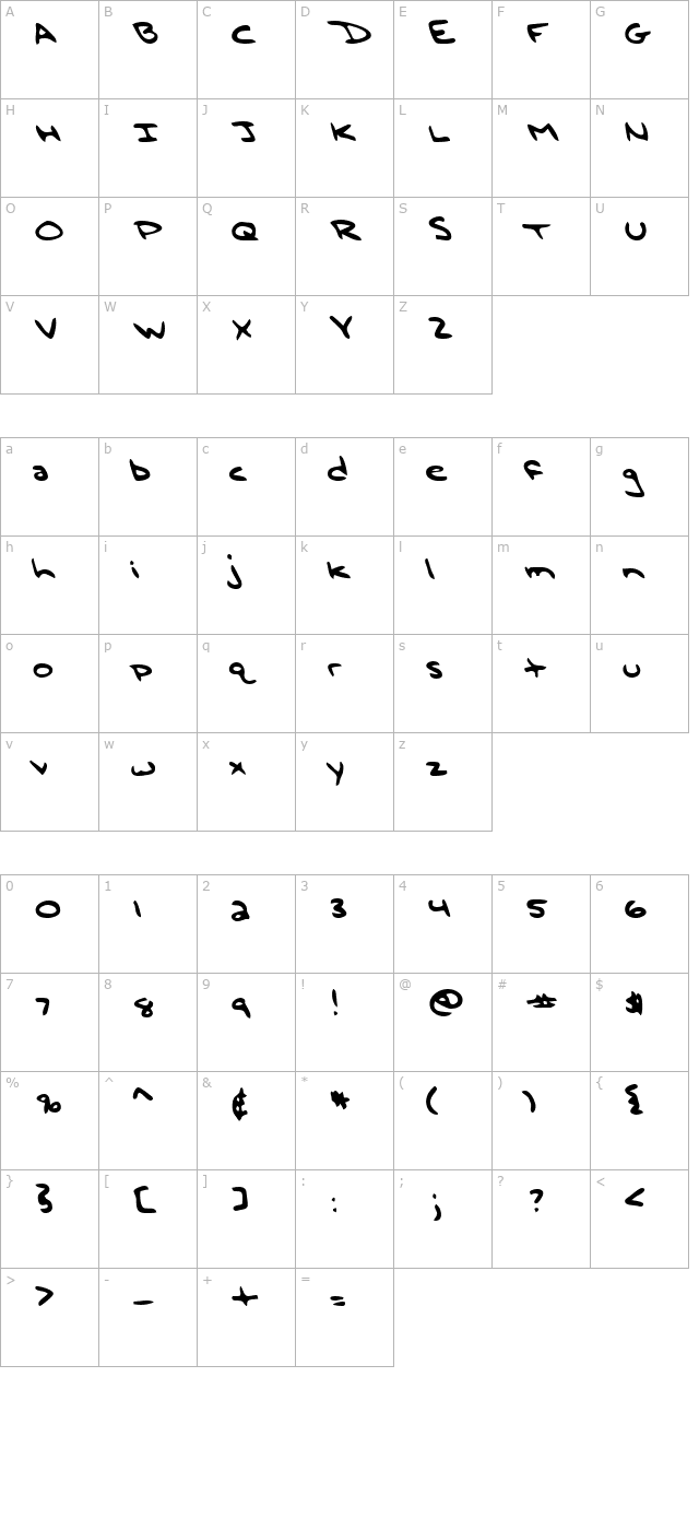 MattsHand Regular character map