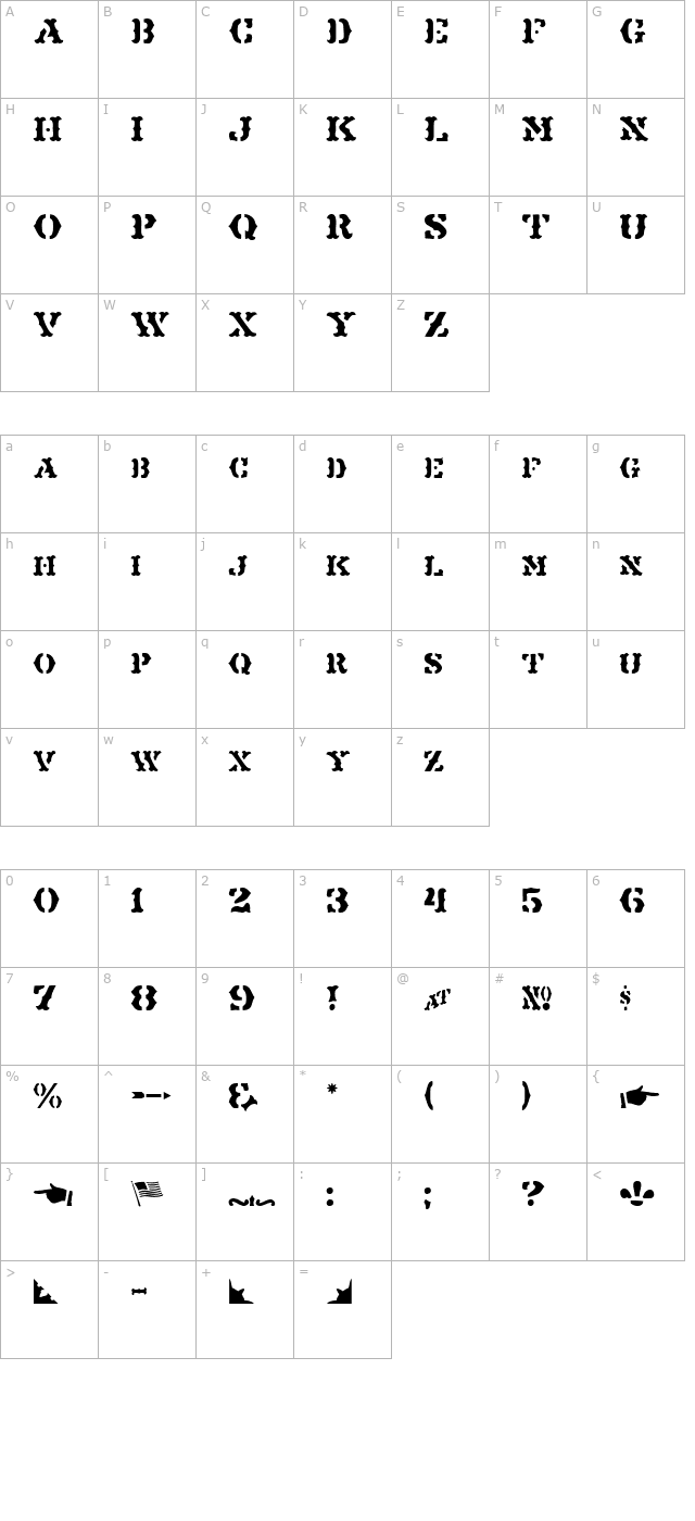 Maverick BE character map