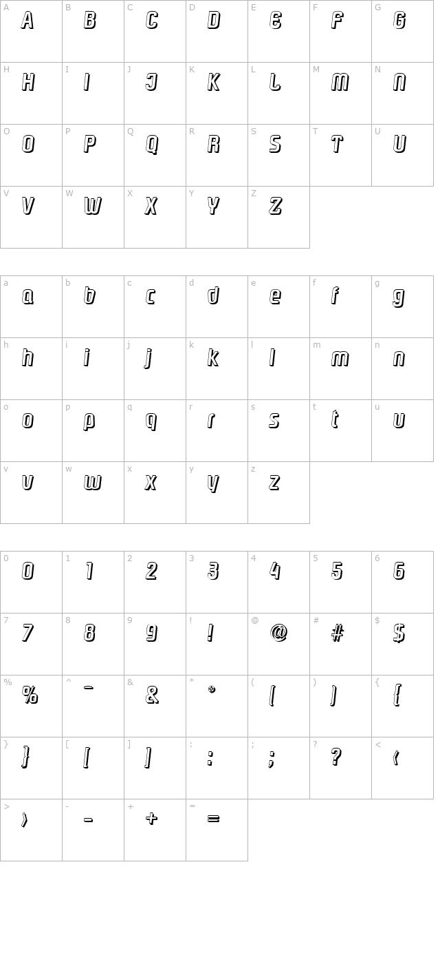 MaxBeckerShadow-Medium-Italic character map