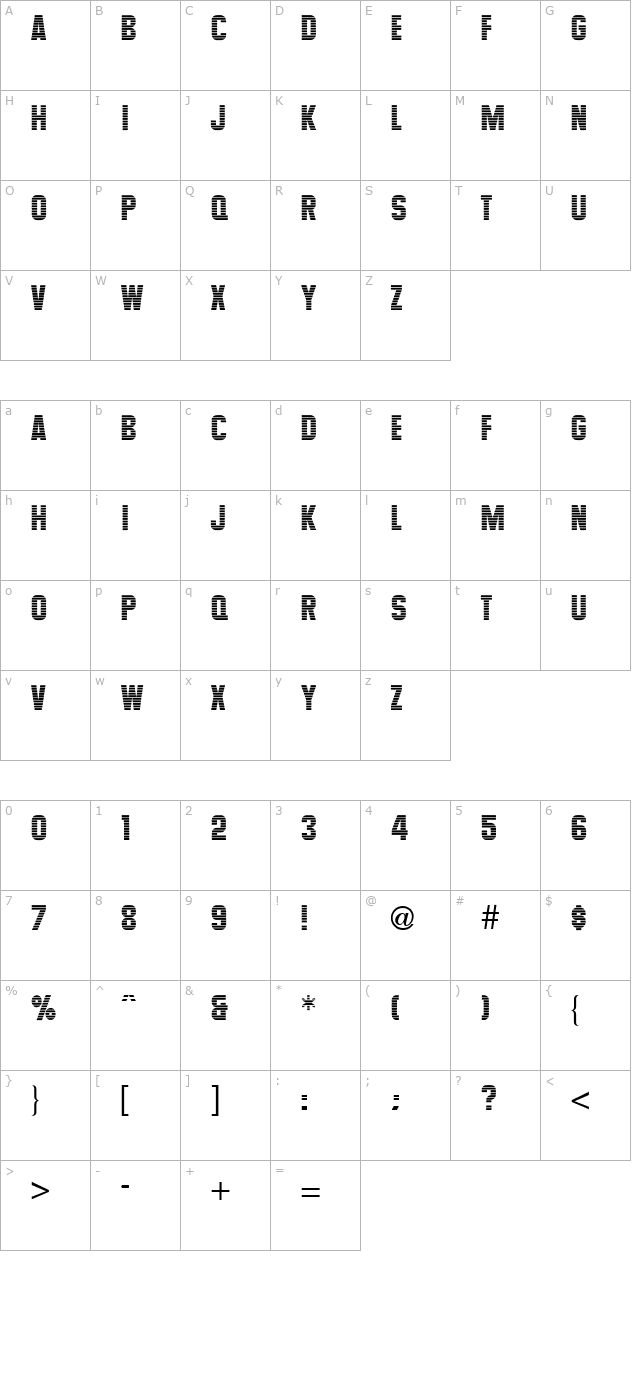 maximus-regular character map