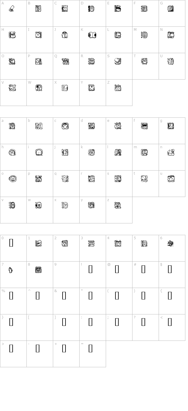 mayan-dingbats character map