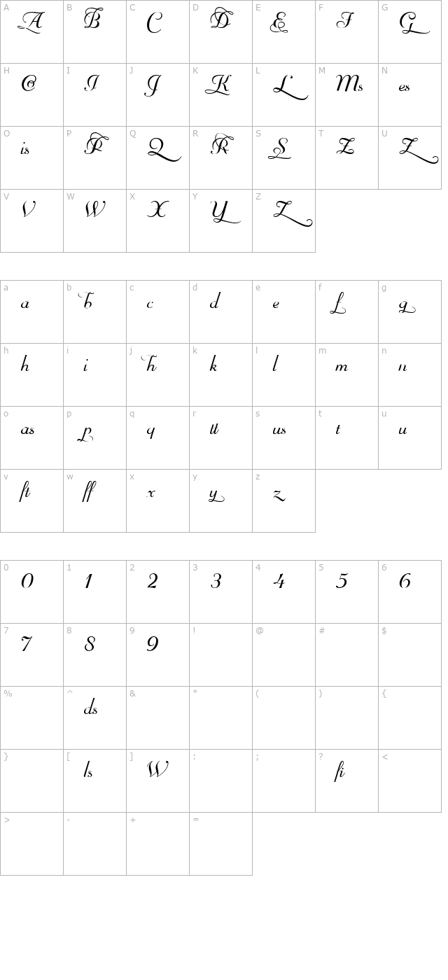 mayfair-alt character map