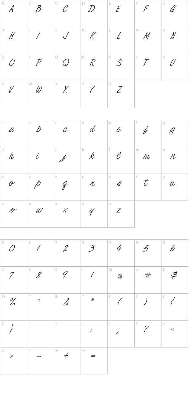 MAYRAND SCRIPT 240792 Plain character map