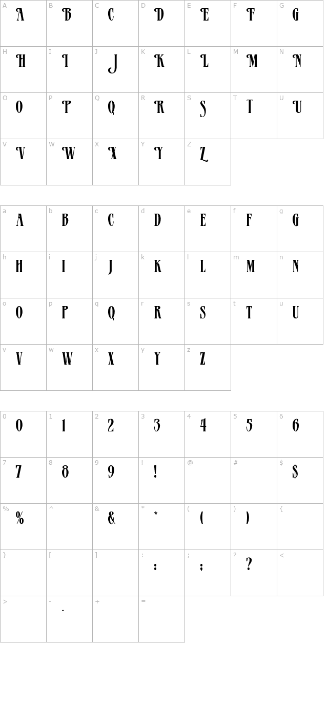 MazamaRegular character map