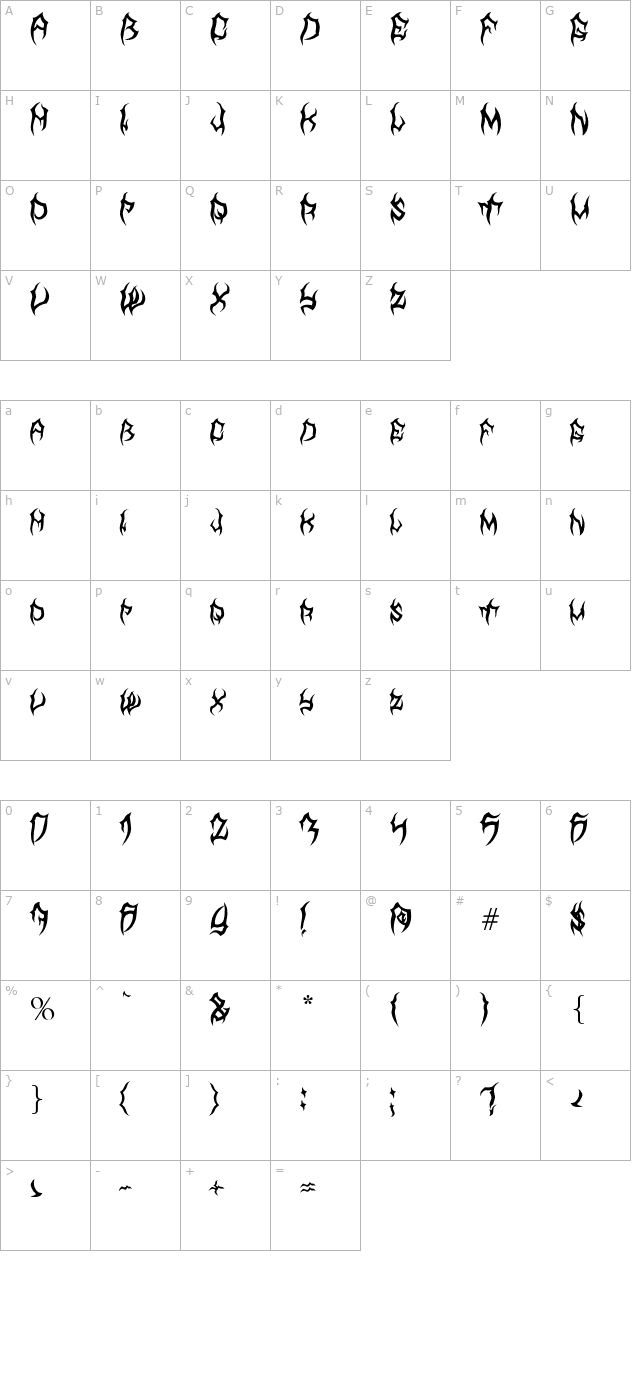 MB TyranT character map