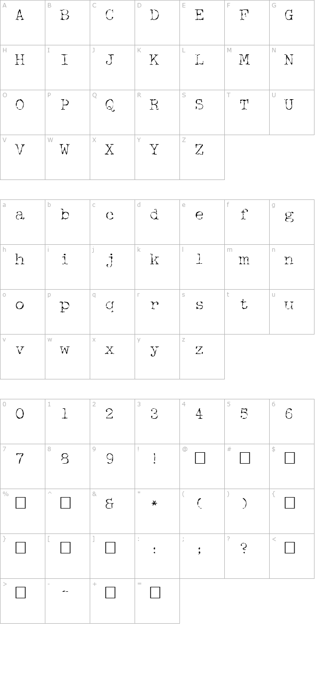 mcgarey-regular character map