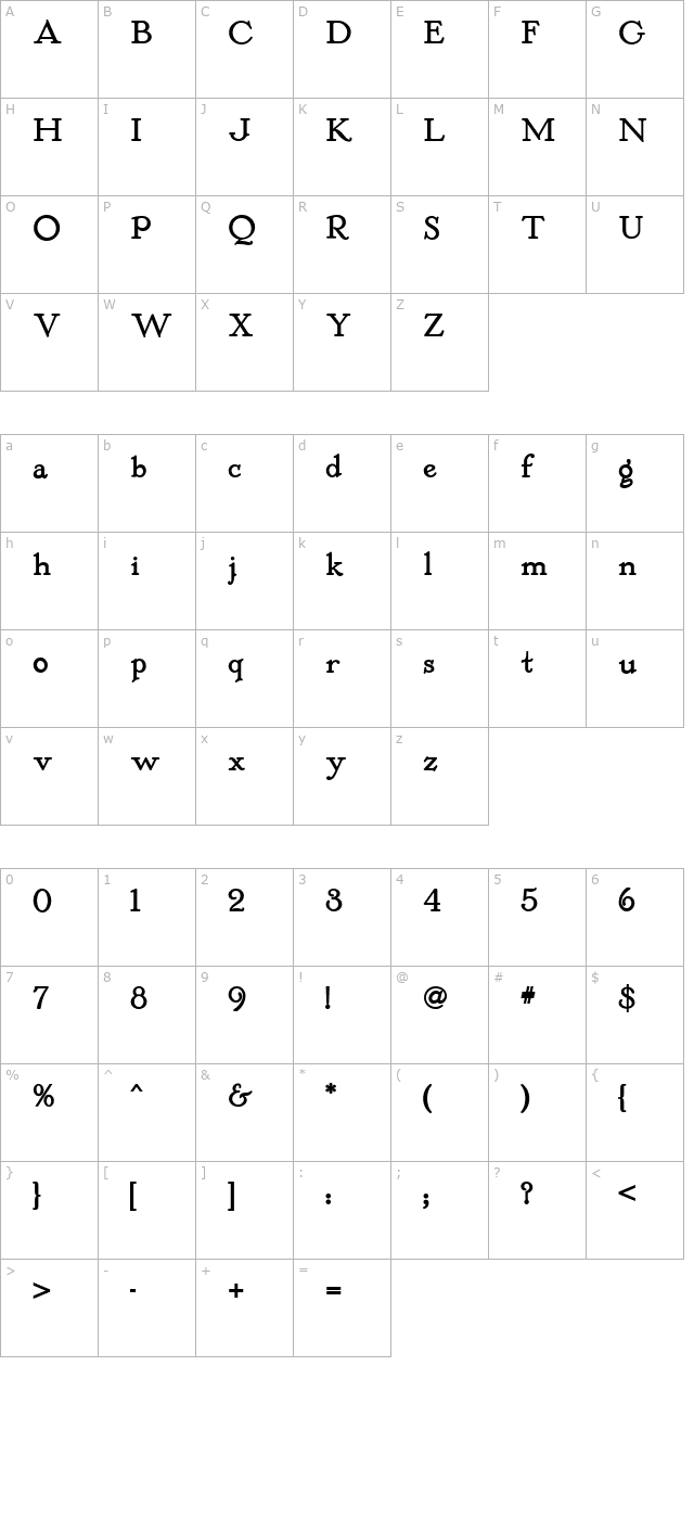 mckenna-handletter-nf-bold character map