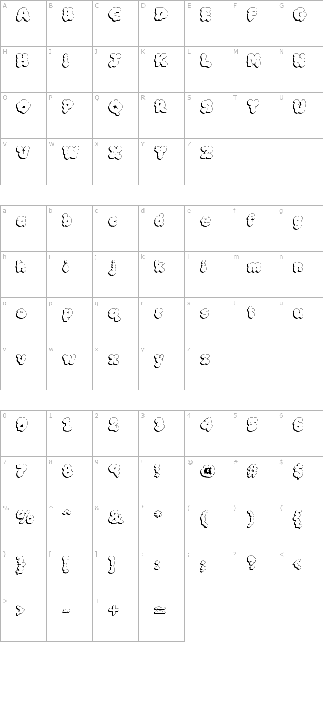 McKloud Shadow character map