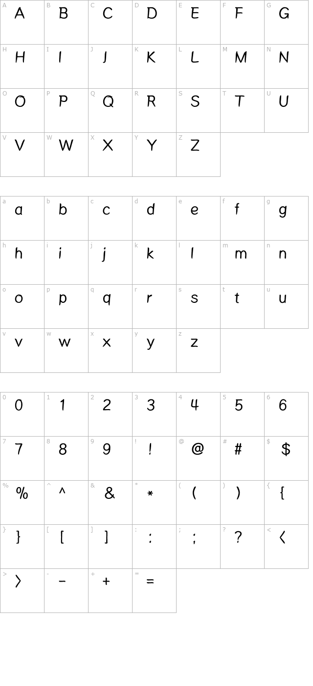 mdalong character map