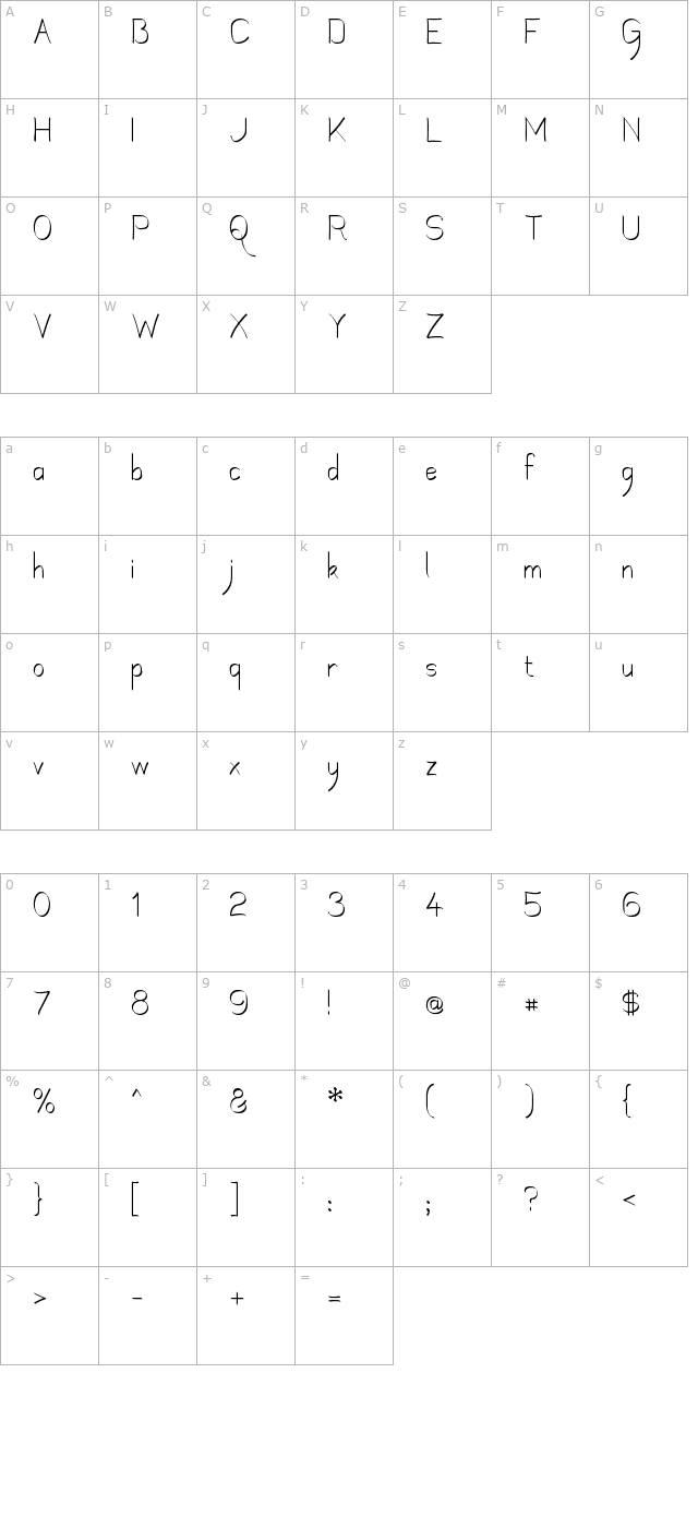 Mechanihan Ribbon character map