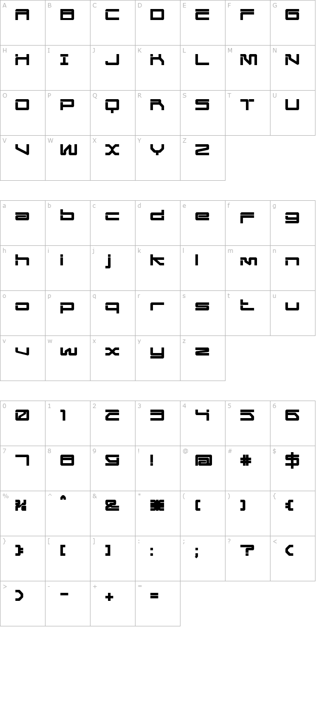 mechwarbold character map