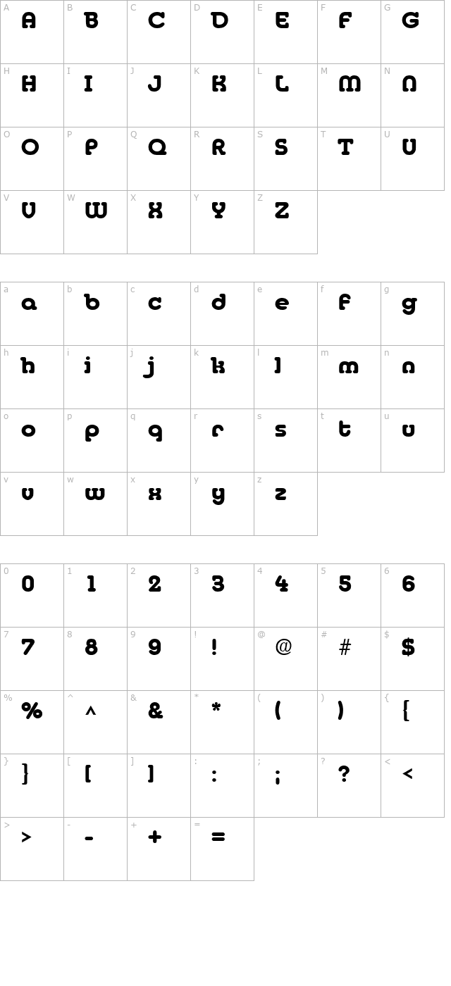 Media Bold character map