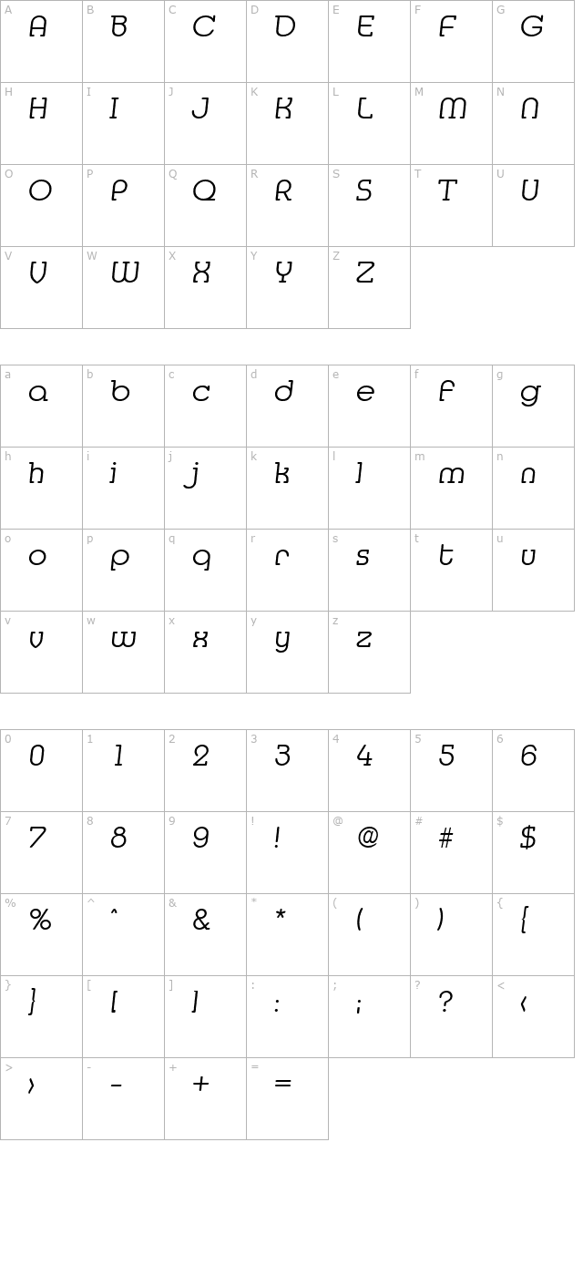 Media-LightIta character map