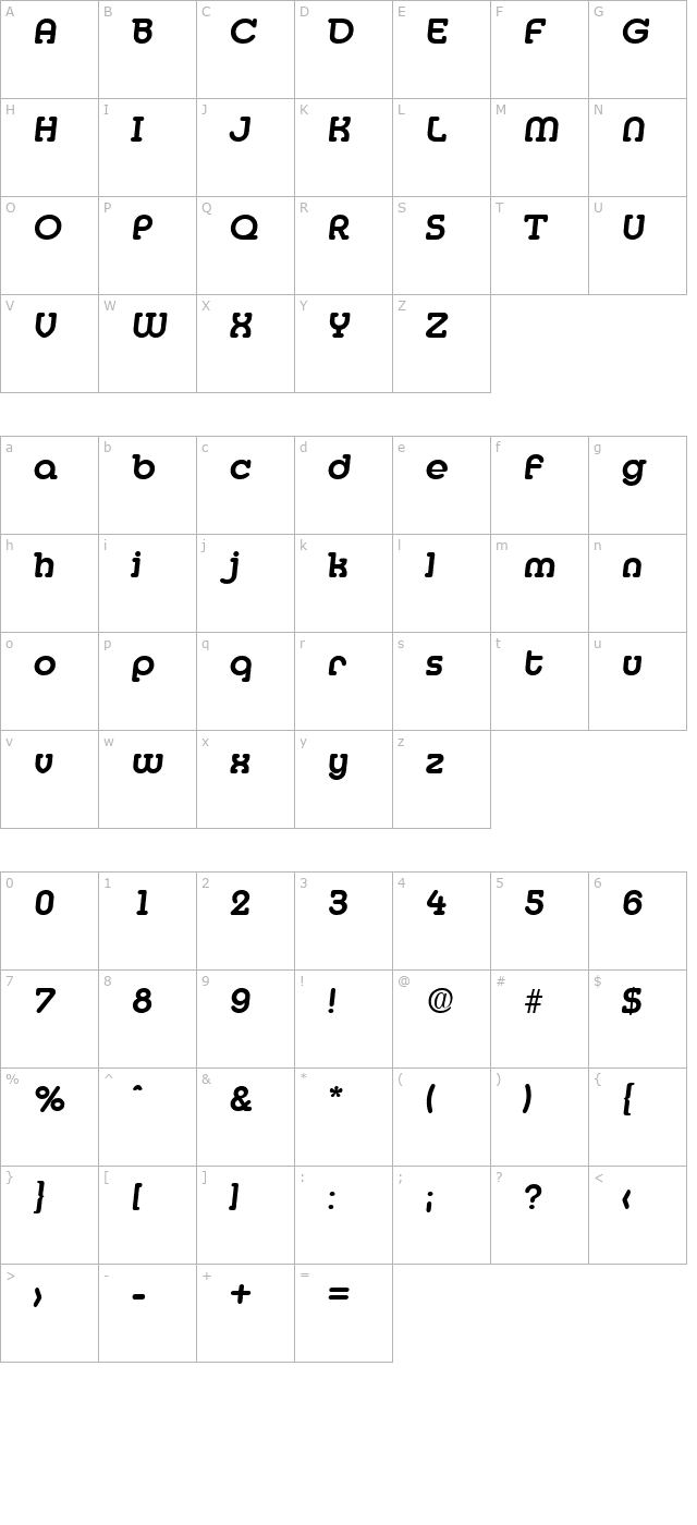 media-serial-bolditalic character map