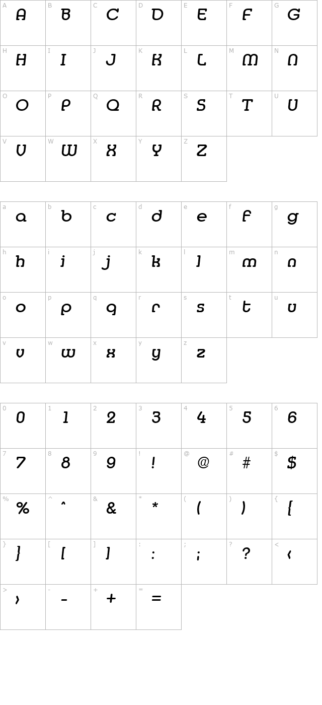 media-serial-medium-regularitalic character map