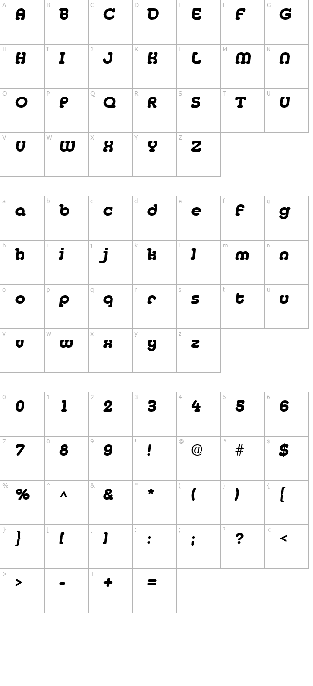 Media SF Bold Italic character map