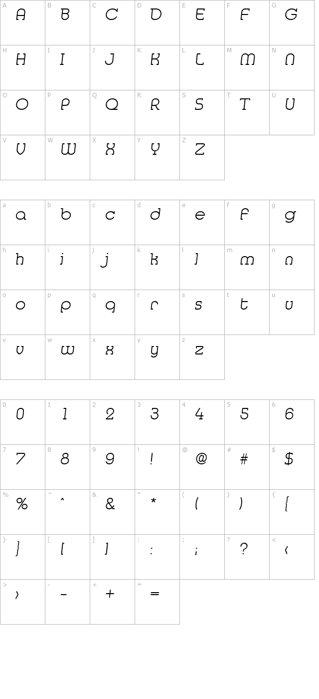 media-xlightita character map