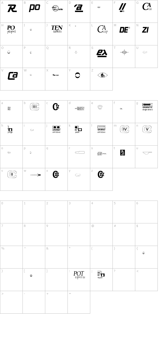 medicalpharmaceuticalp02 character map