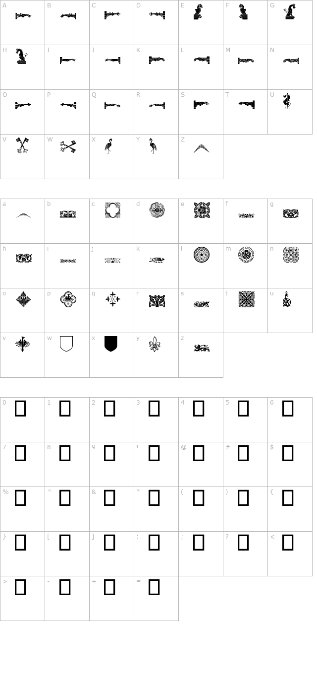 Medieval Dingbats character map