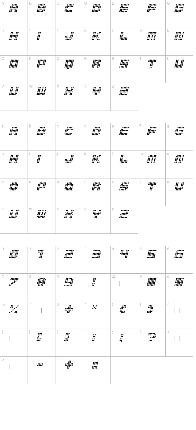 medled-italic character map