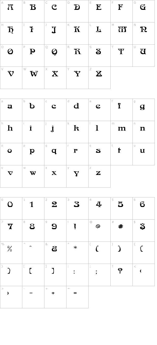 Medusa Regular character map