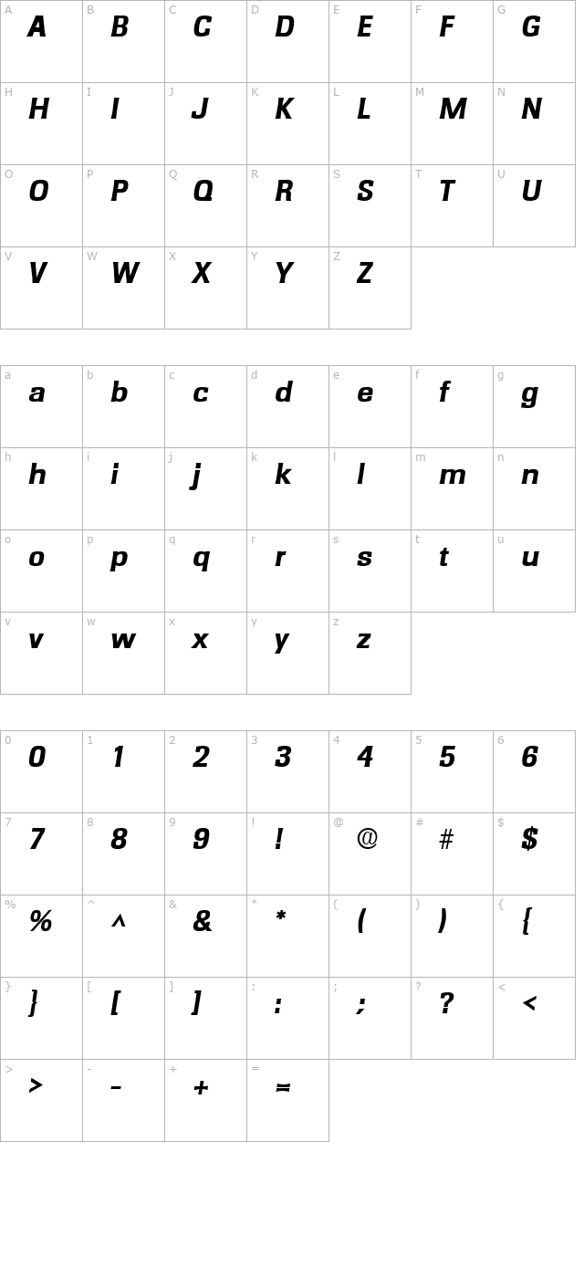 medway-heavy-sf-bold-italic character map