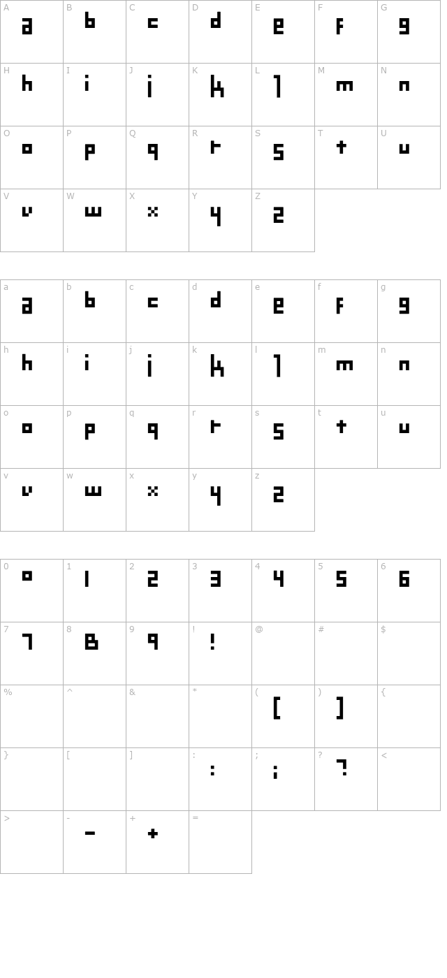 Mekanek OTF character map