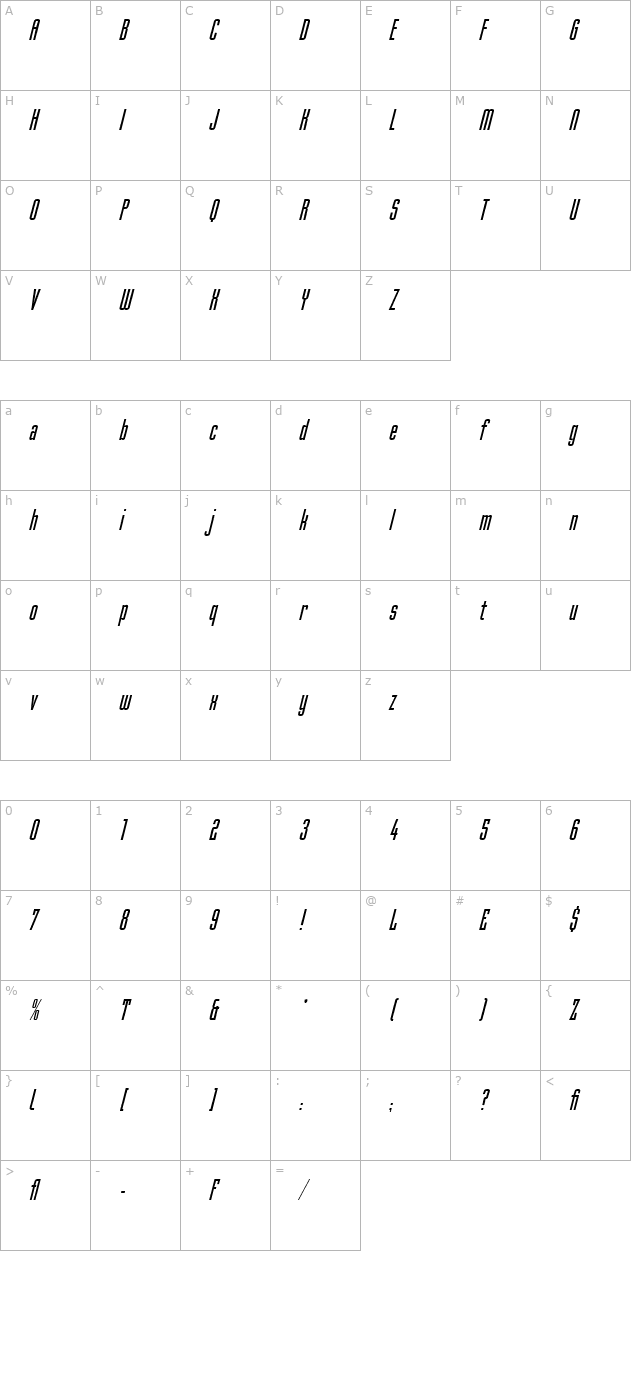 mekanik-italic-let-plain10 character map