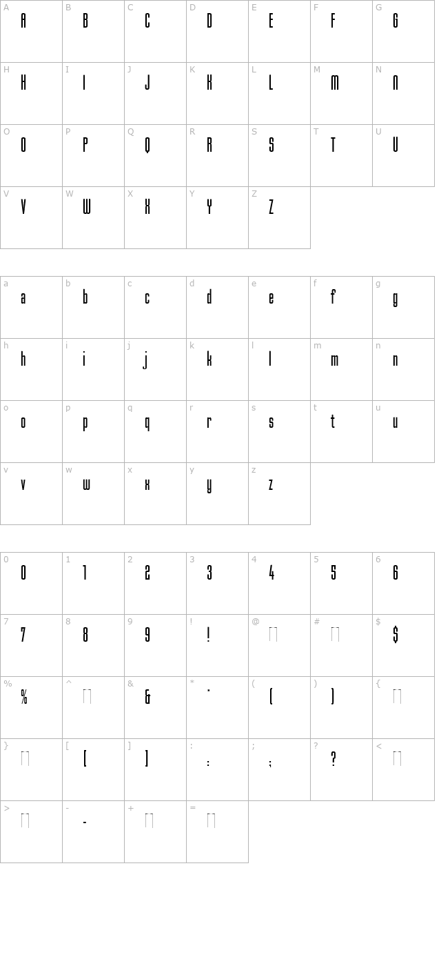 Mekanik Plain character map