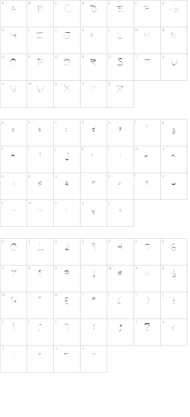 Mellow Scribbles 2 character map