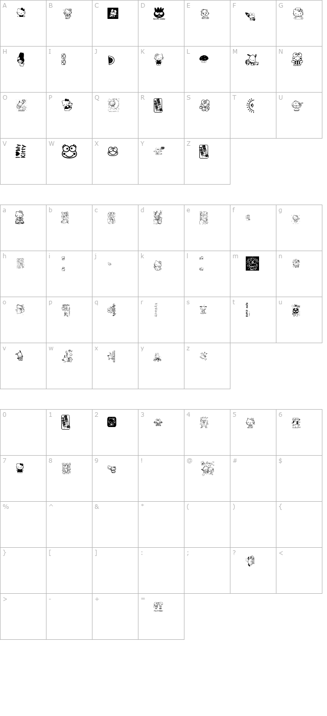 MellowFonts1 character map