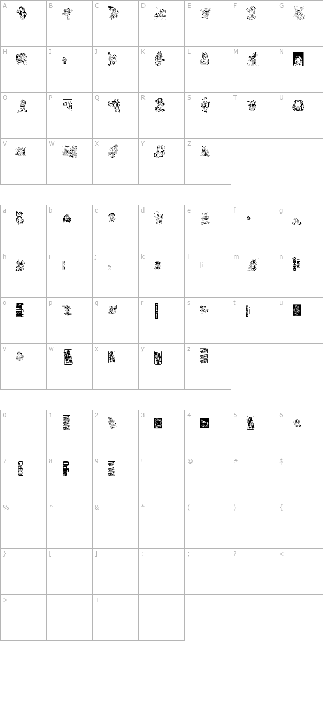 mellowfonts2 character map