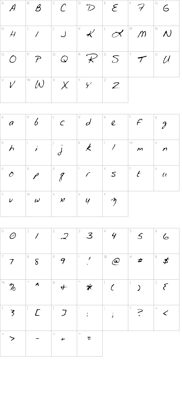 melora-regular character map