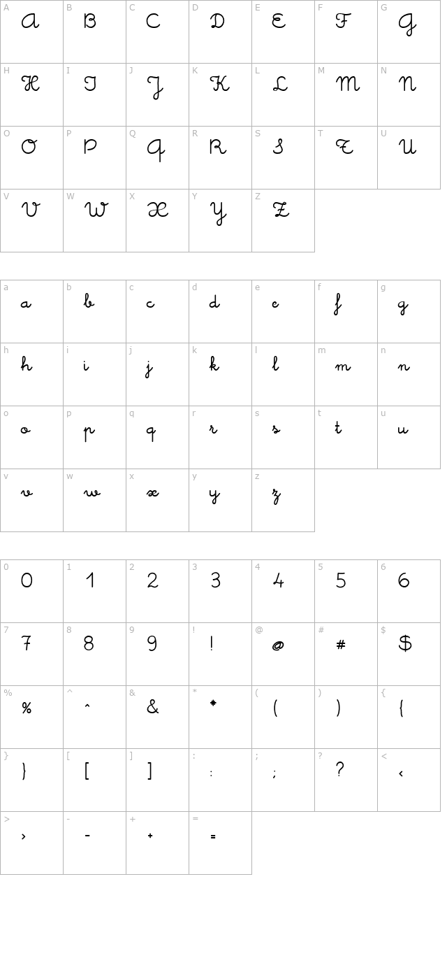 MemimasBold character map