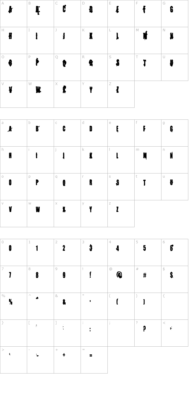 Memory Lapses character map