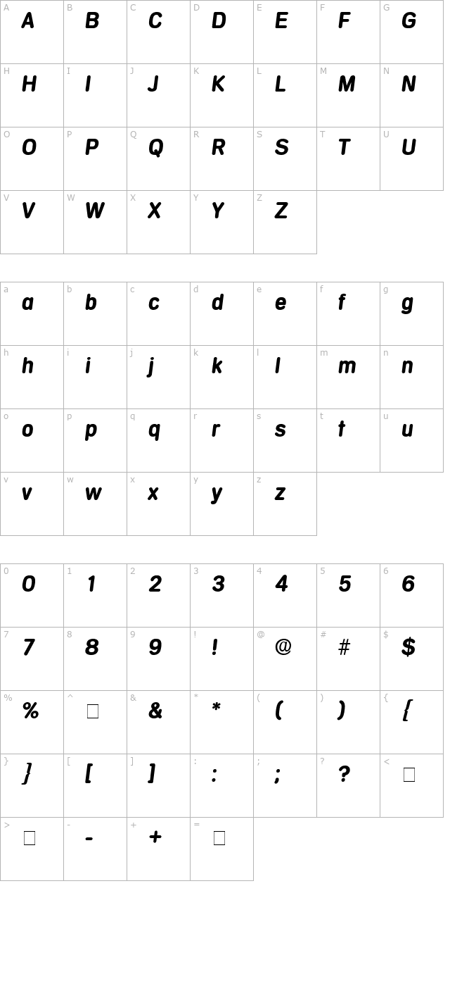 menta-display-ssi-italic character map