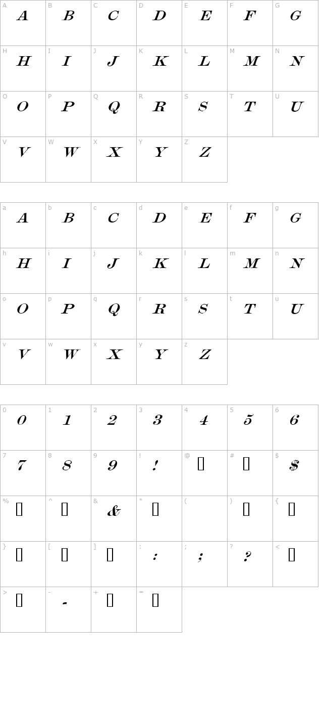 Mercantile Oblique HPLHS character map