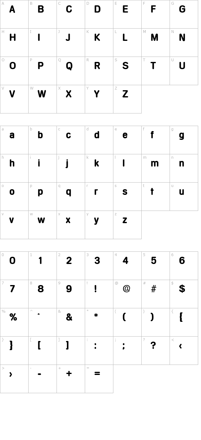 Mercedes-Serial-Bold character map