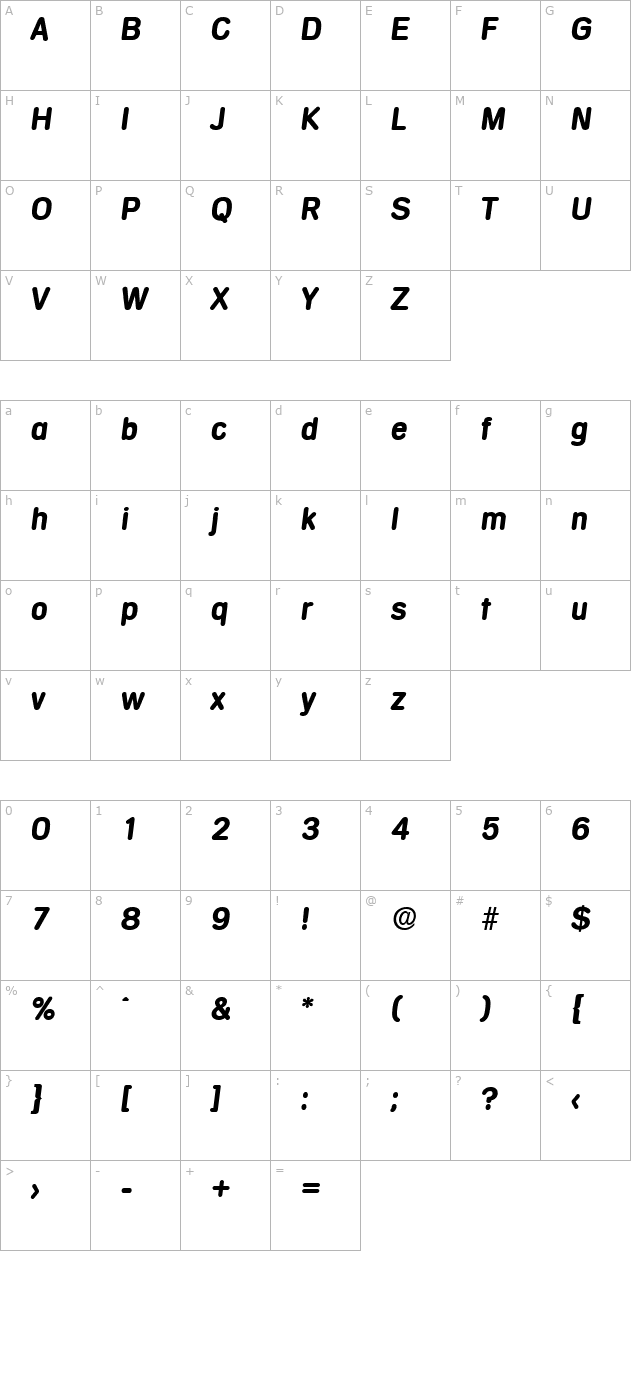 mercedes-serial-bolditalic character map